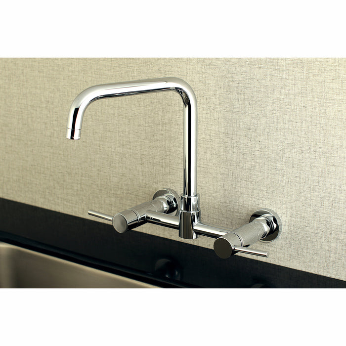 Kingston Sona KS8161DL - Concord Two-Handle 2-Hole Wall Mount Bridge Kitchen Faucet, Polished Chrome