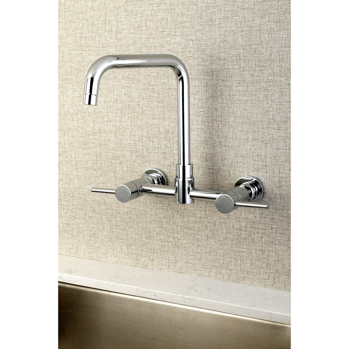Kingston Sona KS8161DL - Concord Two-Handle 2-Hole Wall Mount Bridge Kitchen Faucet, Polished Chrome