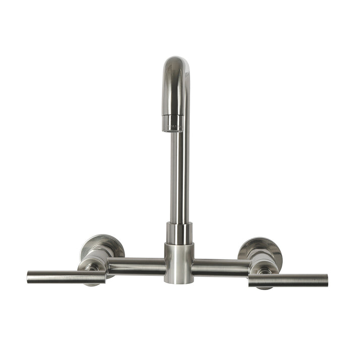 Kingston Manhattan KS8168CML Two-Handle 3-Hole Wall Mount Kitchen Faucet, Brushed Nickel