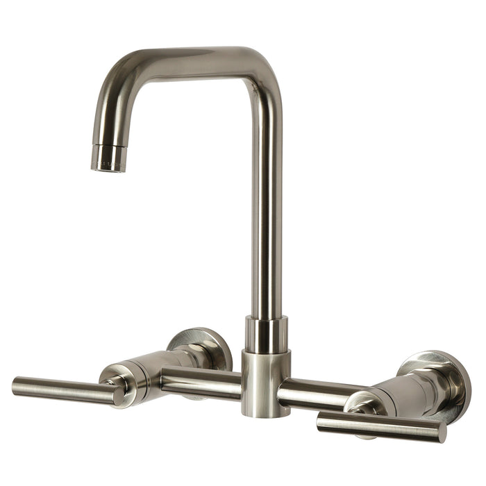 Kingston Manhattan KS8168CML Two-Handle 3-Hole Wall Mount Kitchen Faucet, Brushed Nickel