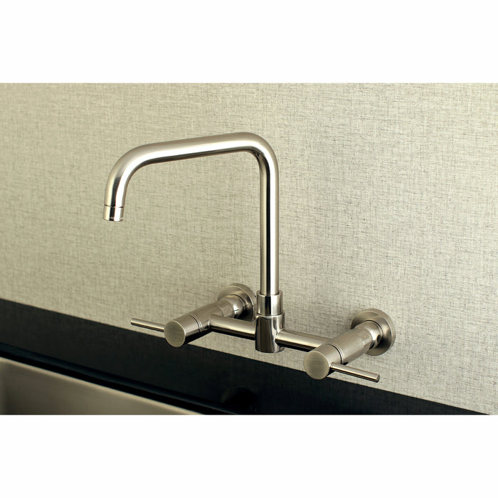 Kingston Sona KS8168DL - Concord Two-Handle 2-Hole Wall Mount Bridge Kitchen Faucet, Brushed Nickel