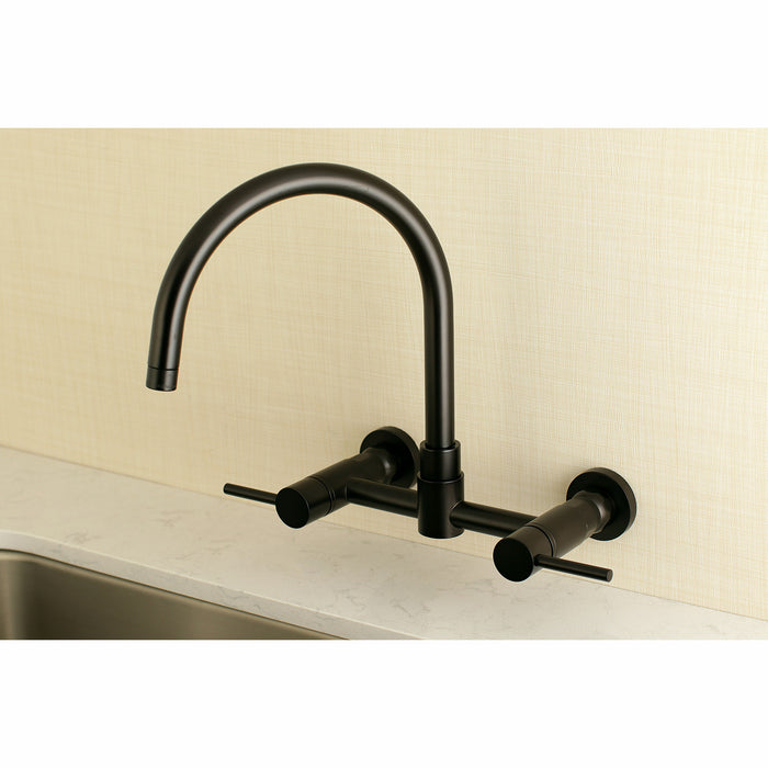 Kingston Sona KS8175DL - Concord Two-Handle 2-Hole Wall Mount Bridge Kitchen Faucet, Oil Rubbed Bronze