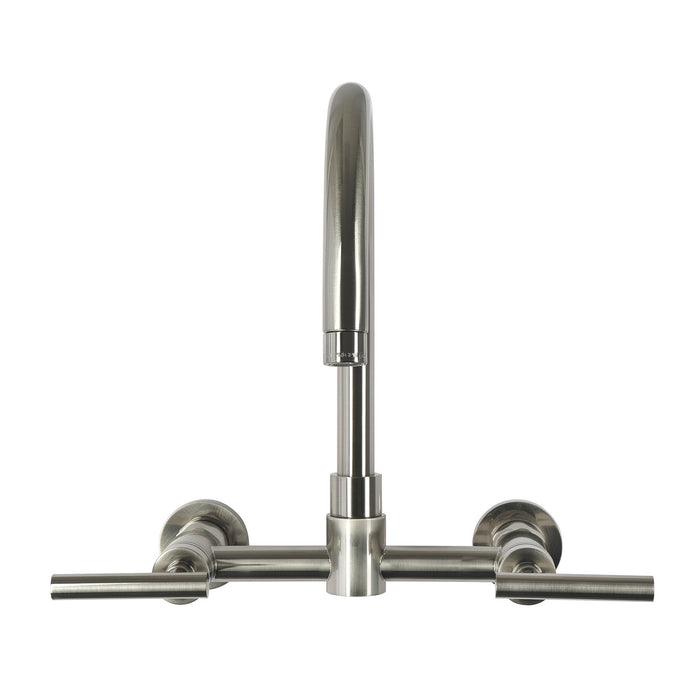 Kingston Manhattan KS8178CML Two-Handle 3-Hole Wall Mount Kitchen Faucet, Brushed Nickel