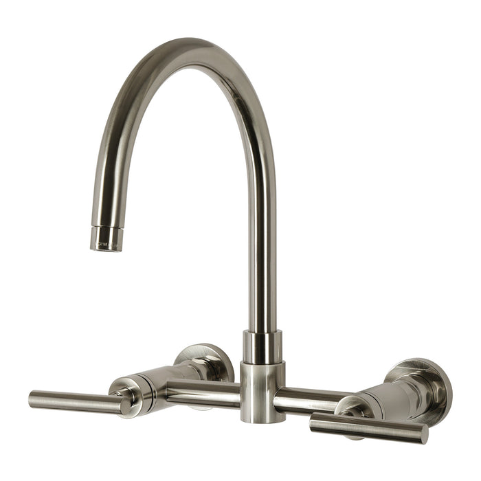 Kingston Manhattan KS8178CML Two-Handle 3-Hole Wall Mount Kitchen Faucet, Brushed Nickel