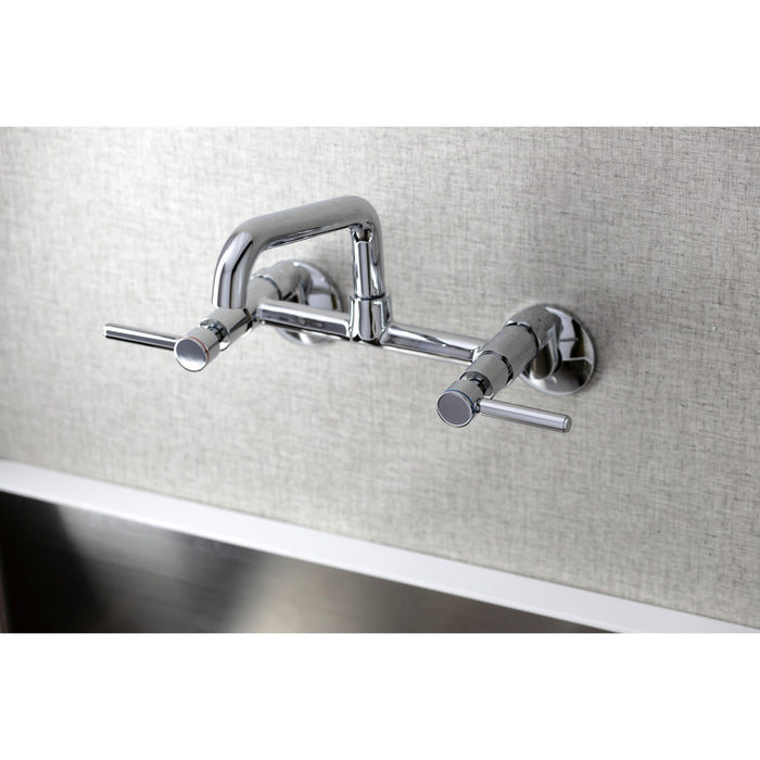 Kingston Sona KS823C - Concord Two-Handle 2-Hole Wall Mount Bridge Kitchen Faucet, Polished Chrome