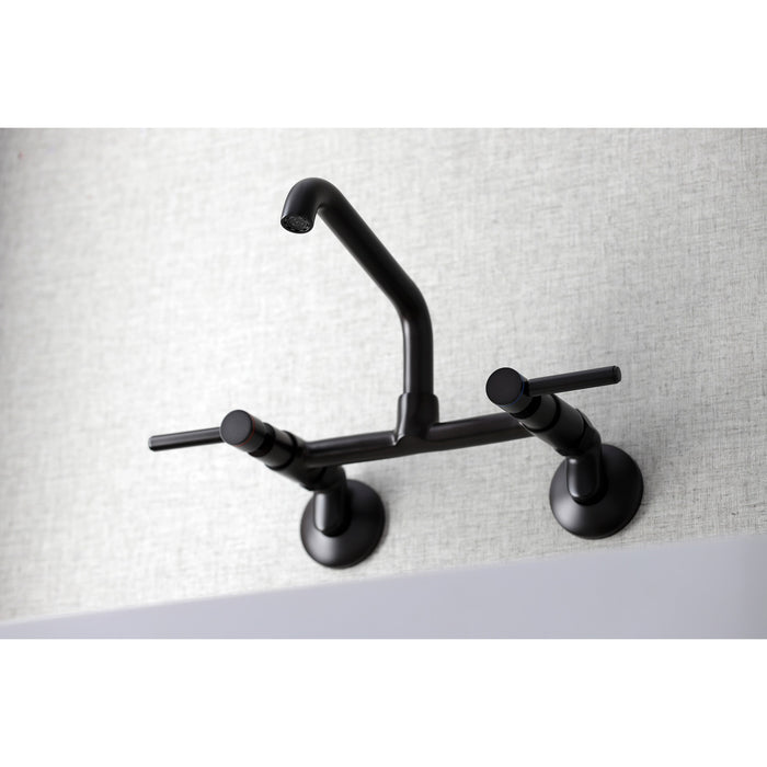 Kingston Sona KS823ORB - Concord Two-Handle 2-Hole Wall Mount Bridge Kitchen Faucet, Oil Rubbed Bronze