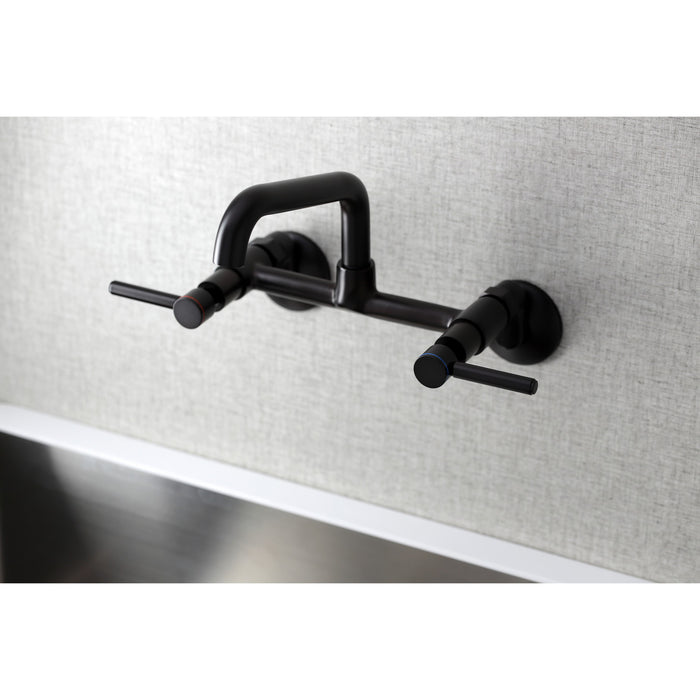 Kingston Sona KS823ORB - Concord Two-Handle 2-Hole Wall Mount Bridge Kitchen Faucet, Oil Rubbed Bronze