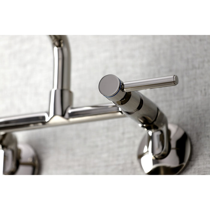 Kingston Sona KS823PN - Concord Two-Handle 2-Hole Wall Mount Bridge Kitchen Faucet, Polished Nickel