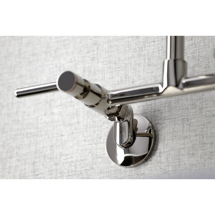 Kingston Sona KS823PN - Concord Two-Handle 2-Hole Wall Mount Bridge Kitchen Faucet, Polished Nickel