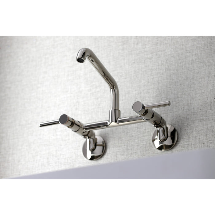 Kingston Sona KS823PN - Concord Two-Handle 2-Hole Wall Mount Bridge Kitchen Faucet, Polished Nickel