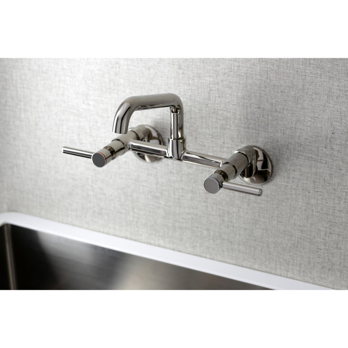 Kingston Sona KS823PN - Concord Two-Handle 2-Hole Wall Mount Bridge Kitchen Faucet, Polished Nickel