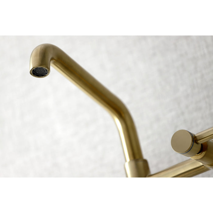 Kingston Sona KS823SB - Concord Two-Handle 2-Hole Wall Mount Bridge Kitchen Faucet, Brushed Brass