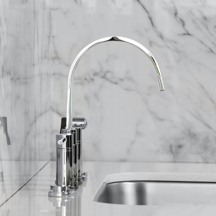 Kingston Sona KS8261DLBS - Concord Two-Handle 4-Hole Deck Mount Bridge Kitchen Faucet with Brass Sprayer, Polished Chrome