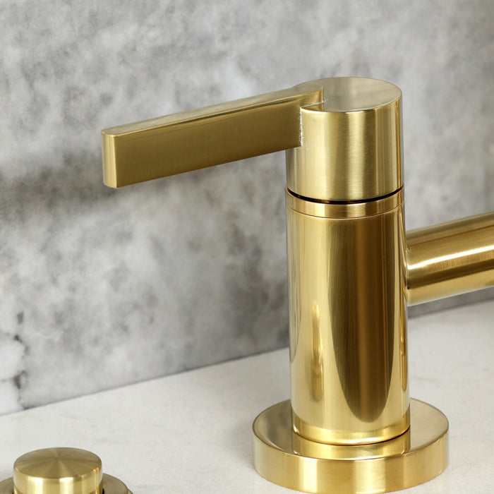 Kingston Sona KS8267CTLBS - Continental Two-Handle 4-Hole Deck Mount Bridge Kitchen Faucet with Brass Sprayer, Brushed Brass