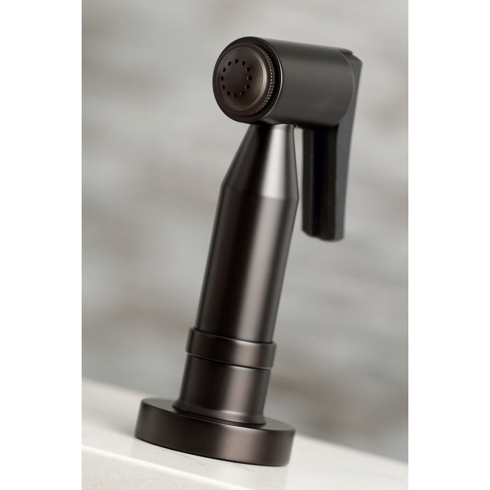 Kingston Sona KS8275DKLBS - Kaiser Two-Handle 4-Hole Deck Mount Bridge Kitchen Faucet with Brass Sprayer, Oil Rubbed Bronze