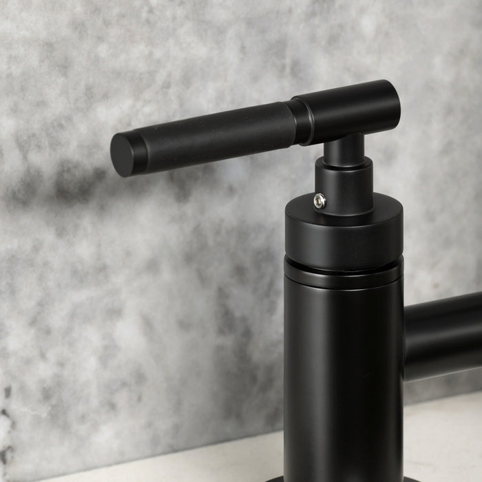 Kingston Sona KS8280CKLBS - Kaiser Two-Handle 4-Hole Deck Mount Bridge Kitchen Faucet with Brass Sprayer, Matte Black