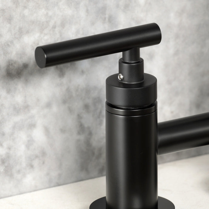 Kingston Sona KS8280CMLBS - Manhattan Two-Handle 4-Hole Deck Mount Bridge Kitchen Faucet with Brass Sprayer, Matte Black