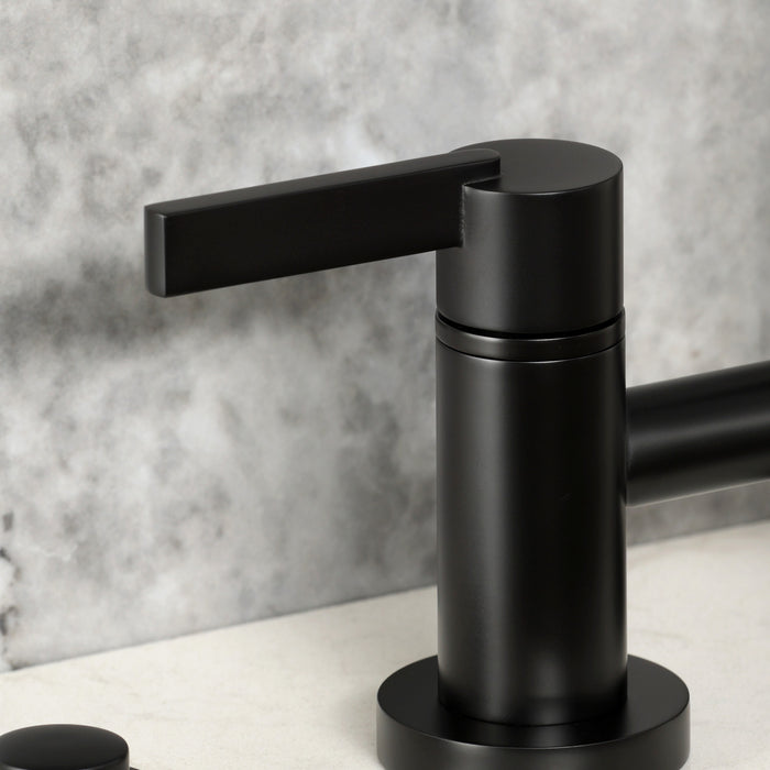 Kingston Sona KS8280CTLBS - Continental Two-Handle 4-Hole Deck Mount Bridge Kitchen Faucet with Brass Sprayer, Matte Black