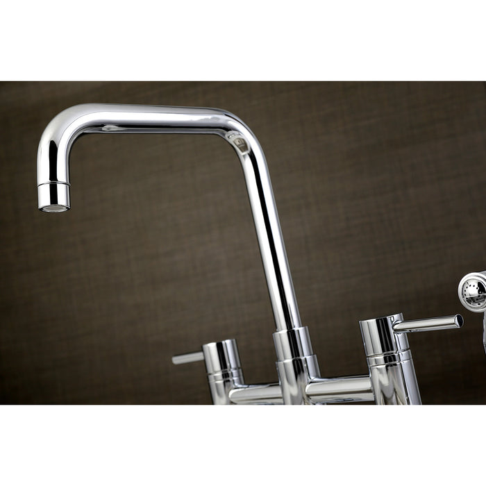 Concord KS8281DLBS Two-Handle 4-Hole Deck Mount Bridge Kitchen Faucet with Brass Side Sprayer, Polished Chrome