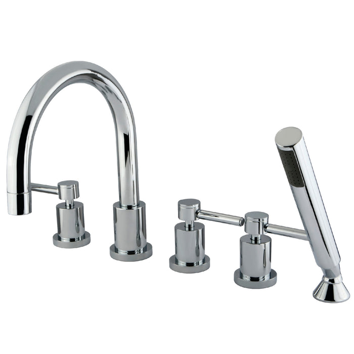 Kingston Sona KS83215DL - Concord Three-Handle 5-Hole Deck Mount Roman Tub Faucet with Hand Shower, Polished Chrome