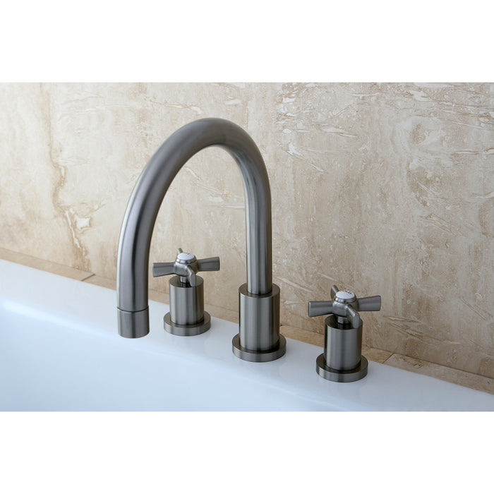 Kingston Tulare KS8328ZX - Millennium Two-Handle 3-Hole Deck Mount Roman Tub Faucet, Brushed Nickel