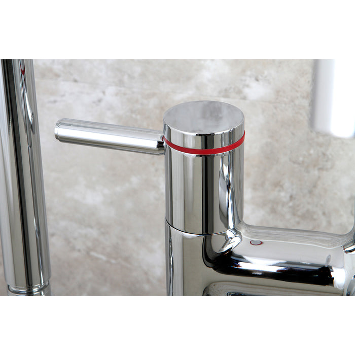 Kingston Sona KS8351DL - Concord Three-Handle 2-Hole Freestanding Tub Faucet with Hand Shower, Polished Chrome