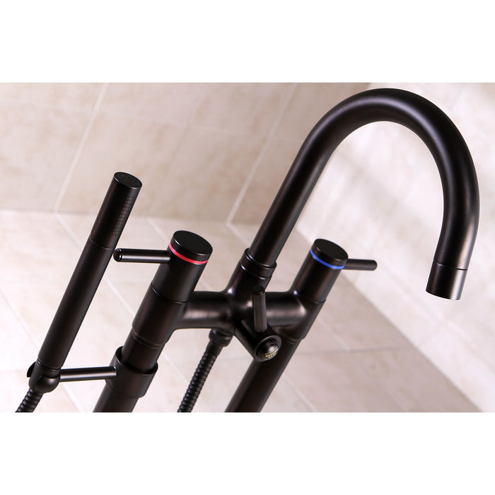 Kingston Sona KS8355DL - Concord Three-Handle 2-Hole Freestanding Tub Faucet with Hand Shower, Oil Rubbed Bronze
