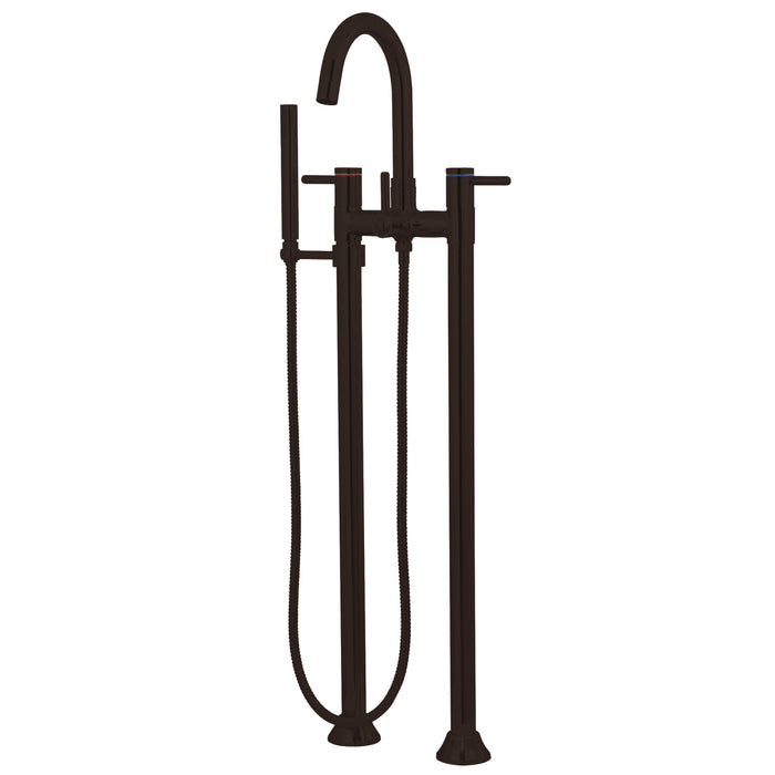 Kingston Sona KS8355DL - Concord Three-Handle 2-Hole Freestanding Tub Faucet with Hand Shower, Oil Rubbed Bronze