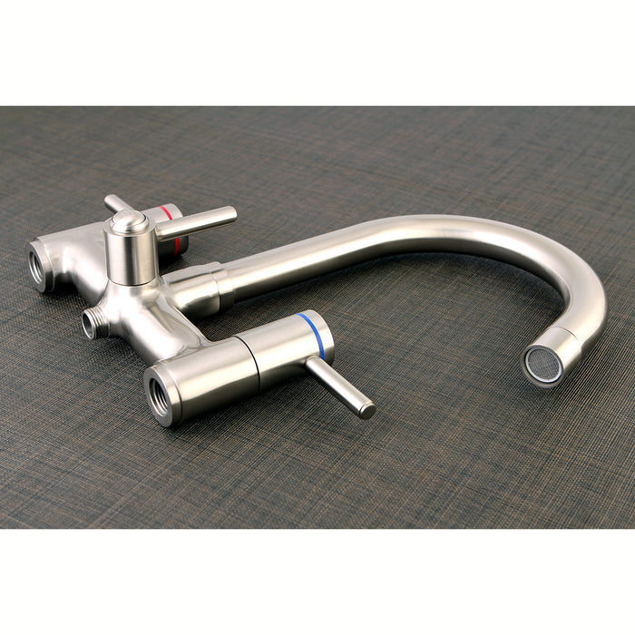 Kingston Sona KS8358DL - Concord Three-Handle 2-Hole Freestanding Tub Faucet with Hand Shower, Brushed Nickel