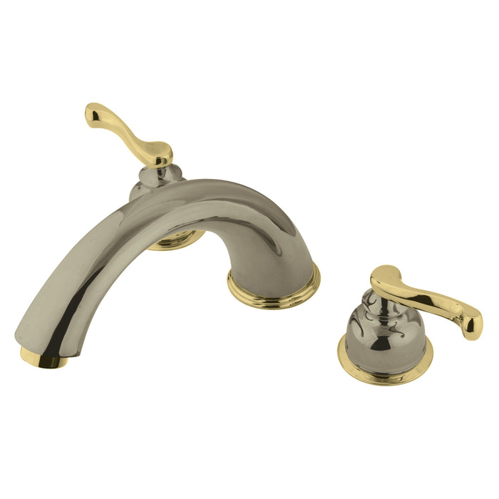 Kingston Tulare KS8369FL - Royale Two-Handle 3-Hole Deck Mount Roman Tub Faucet, Brushed Nickel/Polished Brass