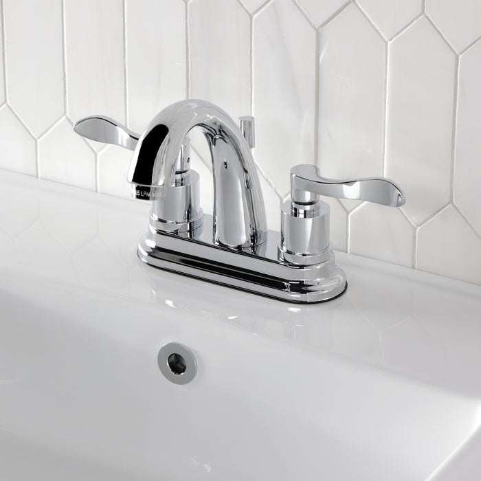 Kingston Tulare KS8611DFLDouble-Handle 3-Hole Deck Mount 4-Inch Centerset Bathroom Faucet with Brass Pop-Up, Polished Chrome