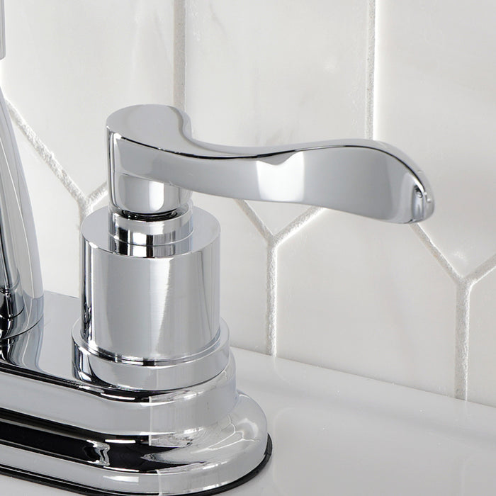 Kingston Tulare KS8611DFLDouble-Handle 3-Hole Deck Mount 4-Inch Centerset Bathroom Faucet with Brass Pop-Up, Polished Chrome