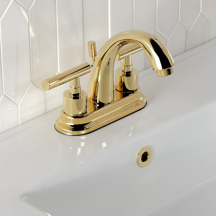 Kingston Tulare KS8612CML - Manhattan Double-Handle 3-Hole Deck Mount 4-Inch Centerset Bathroom Faucet with Brass Pop-Up, Polished Brass