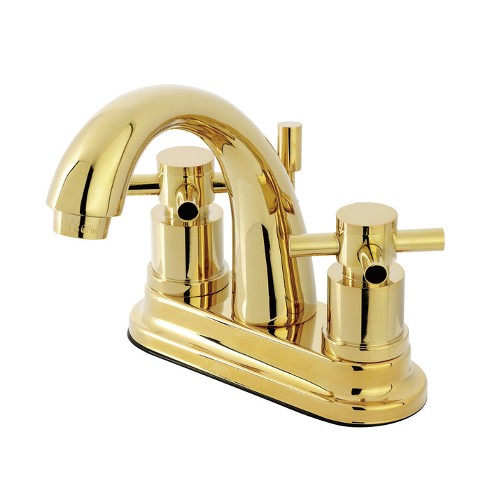 Concord KS8612DX Two-Handle 3-Hole Deck Mount 4" Centerset Bathroom Faucet with Brass Pop-Up, Polished Brass