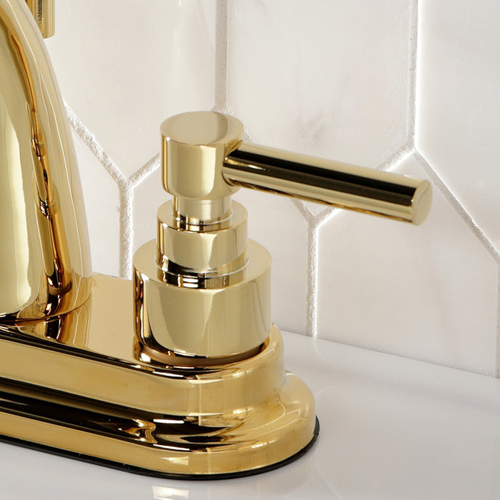 Kingston Tulare KS8612EL - Elinvar Double-Handle 3-Hole Deck Mount 4-Inch Centerset Bathroom Faucet with Brass Pop-Up, Polished Brass