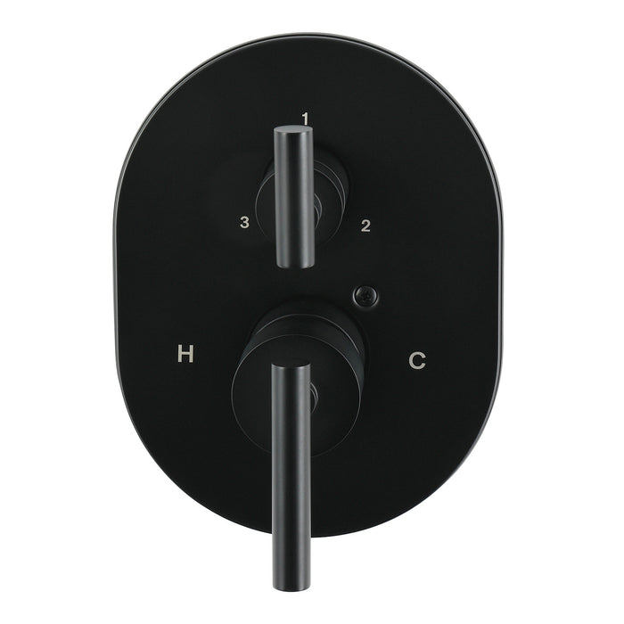 Kingston Concord KS86130CMLE Pressure Balanced Shower Valve Trim Kit with 3-Way Diverter, Matte Black