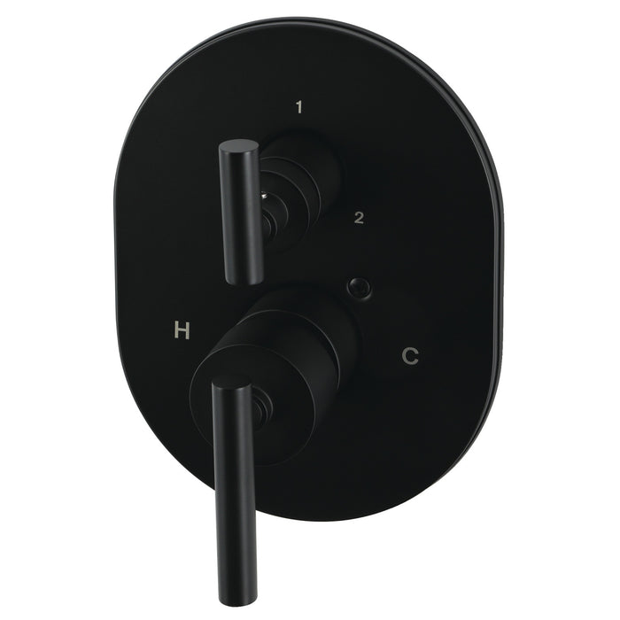 Kingston Concord KS86130CMLE Pressure Balanced Shower Valve Trim Kit with 3-Way Diverter, Matte Black