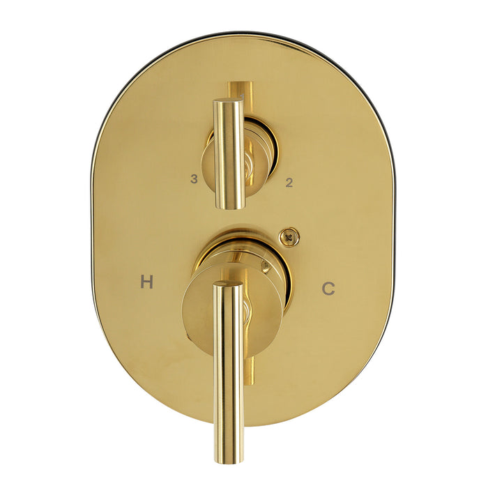 Kingston Concord KS86137CMLE Pressure Balanced Shower Valve Trim Kit with 3-Way Diverter, Brushed Brass