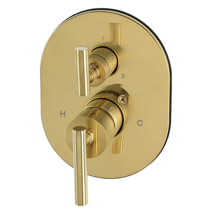 Kingston Concord KS86137CMLE Pressure Balanced Shower Valve Trim Kit with 3-Way Diverter, Brushed Brass