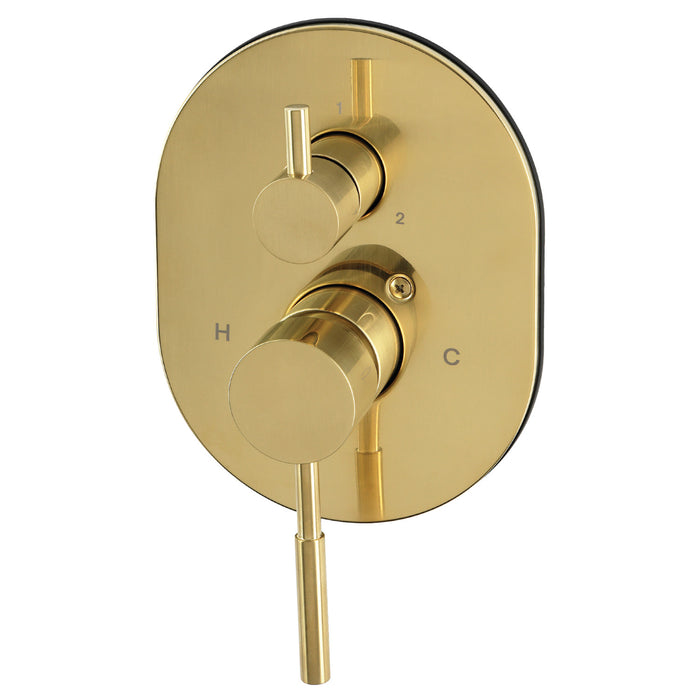 Kingston Concord KS86137DLE Pressure Balanced Shower Valve Trim Kit with 3-Way Diverter, Brushed Brass