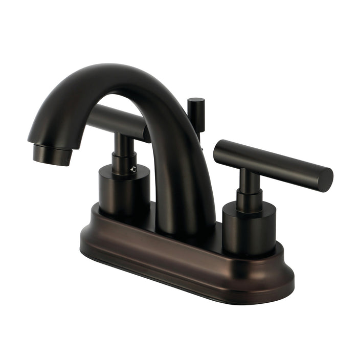 Kingston Tulare KS8615CML - Manhattan Double-Handle 3-Hole Deck Mount 4-Inch Centerset Bathroom Faucet with Brass Pop-Up, Oil Rubbed Bronze