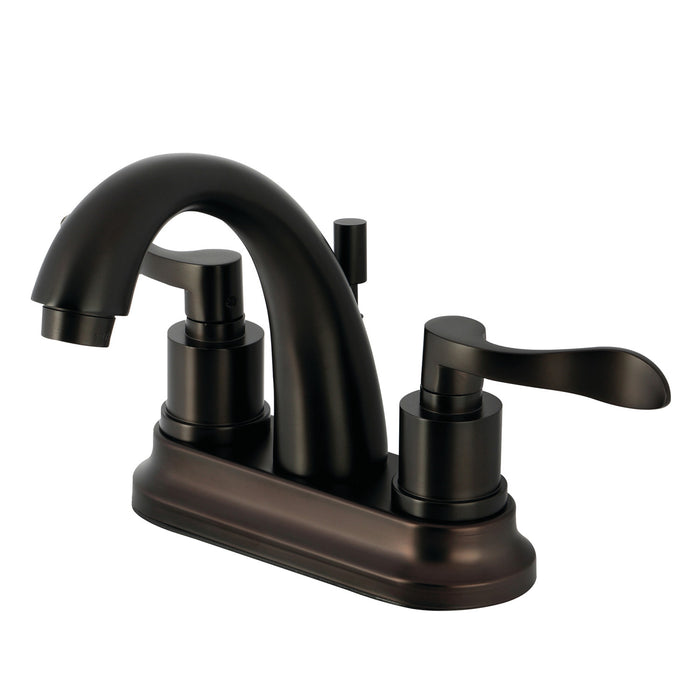 Kingston Tulare KS8615DFLDouble-Handle 3-Hole Deck Mount 4-Inch Centerset Bathroom Faucet with Brass Pop-Up, Oil Rubbed Bronze