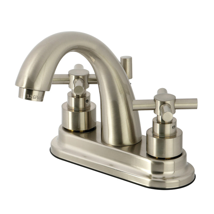 Kingston Tulare KS8618EX - Elinvar Double-Handle 3-Hole Deck Mount 4-Inch Centerset Bathroom Faucet with Brass Pop-Up, Brushed Nickel