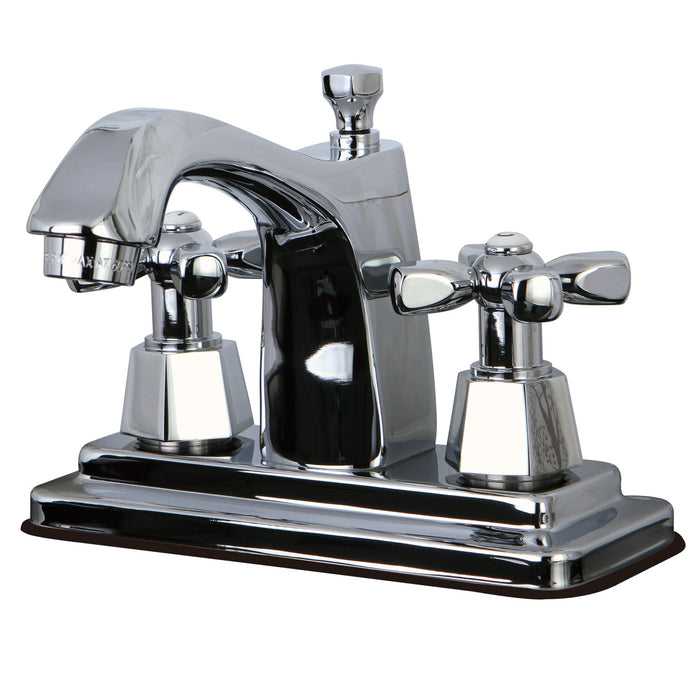 Kingston Tulare KS8641HX Double-Handle 3-Hole Deck Mount 4-Inch Centerset Bathroom Faucet with Brass Pop-Up, Polished Chrome