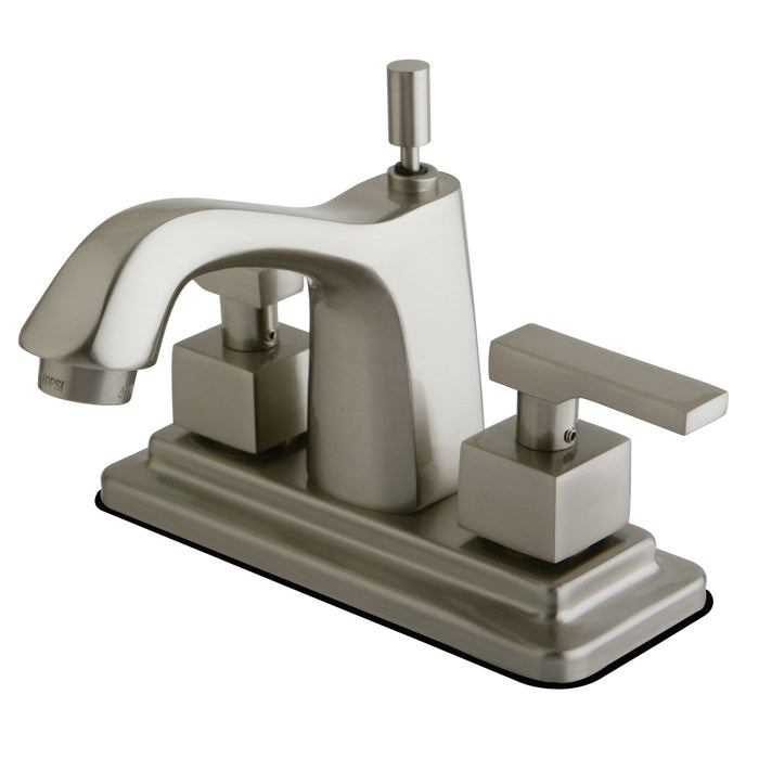 Kingston Tulare KS8648QLL - Executive Double-Handle 3-Hole Deck Mount 4-Inch Centerset Bathroom Faucet with Brass Pop-Up, Brushed Nickel