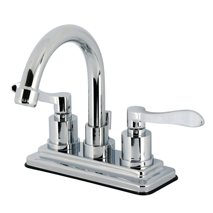 Kingston Tulare KS8661DFL - NuWave Double-Handle 3-Hole Deck Mount 4-Inch Centerset Bathroom Faucet with Brass Pop-Up, Polished Chrome