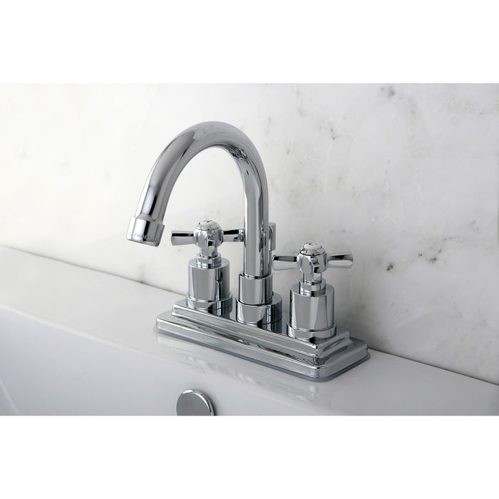 Kingston Tulare KS8661ZX - Millennium Double-Handle 3-Hole Deck Mount 4-Inch Centerset Bathroom Faucet with Brass Pop-Up, Polished Chrome