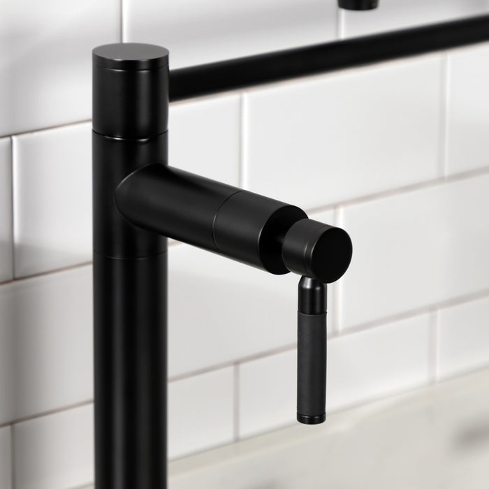 Kingston Sona KS8700DKL - Kaiser Two-Handle 1-Hole Deck Mount Pot Filler Faucet, Matte Black