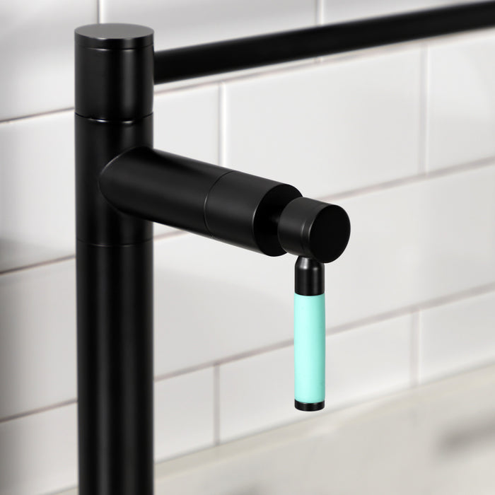Kingston Sona KS8700DKL - Kaiser Two-Handle 1-Hole Deck Mount Pot Filler Faucet, Matte Black