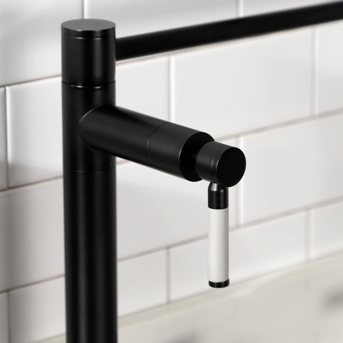 Kingston Sona KS8700DKL - Kaiser Two-Handle 1-Hole Deck Mount Pot Filler Faucet, Matte Black